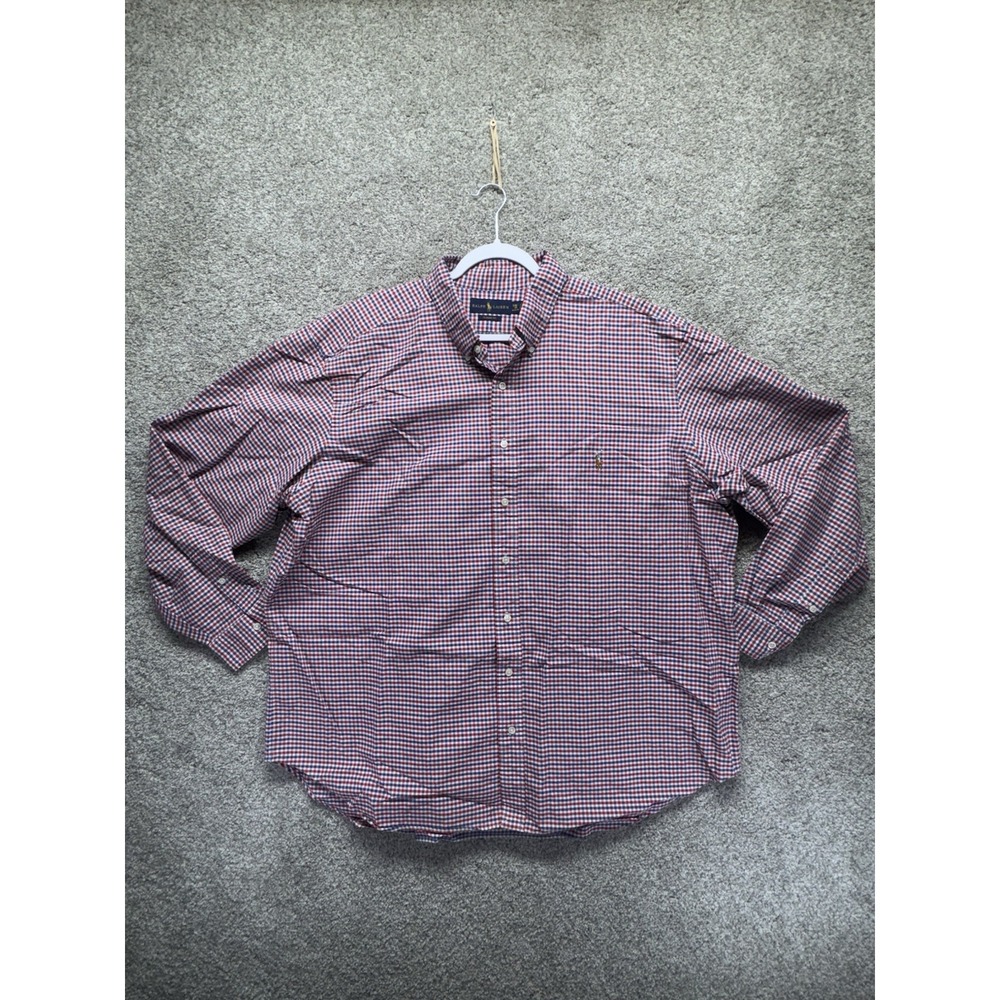 Polo Ralph Lauren Long Sleeve‎ Button Shirt Men's 2XB Flesh Pony Red Blue Plaid